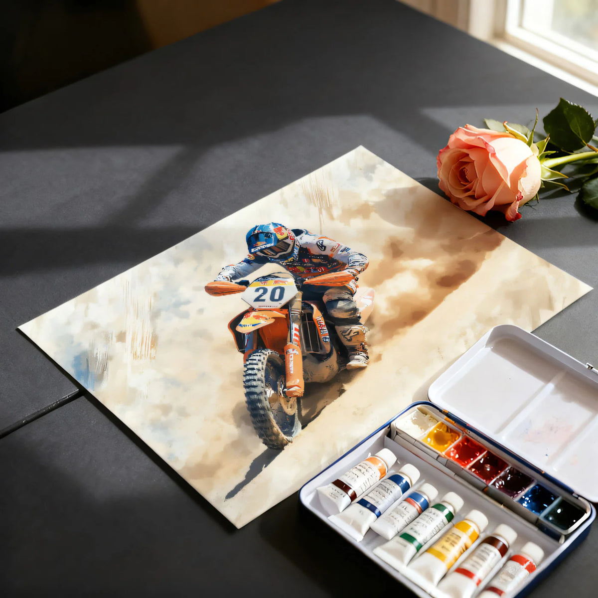 Desert Motocross Action Mural Wallpaper — High-Speed Artistic Decor Mural Wallpaper - room preview 03