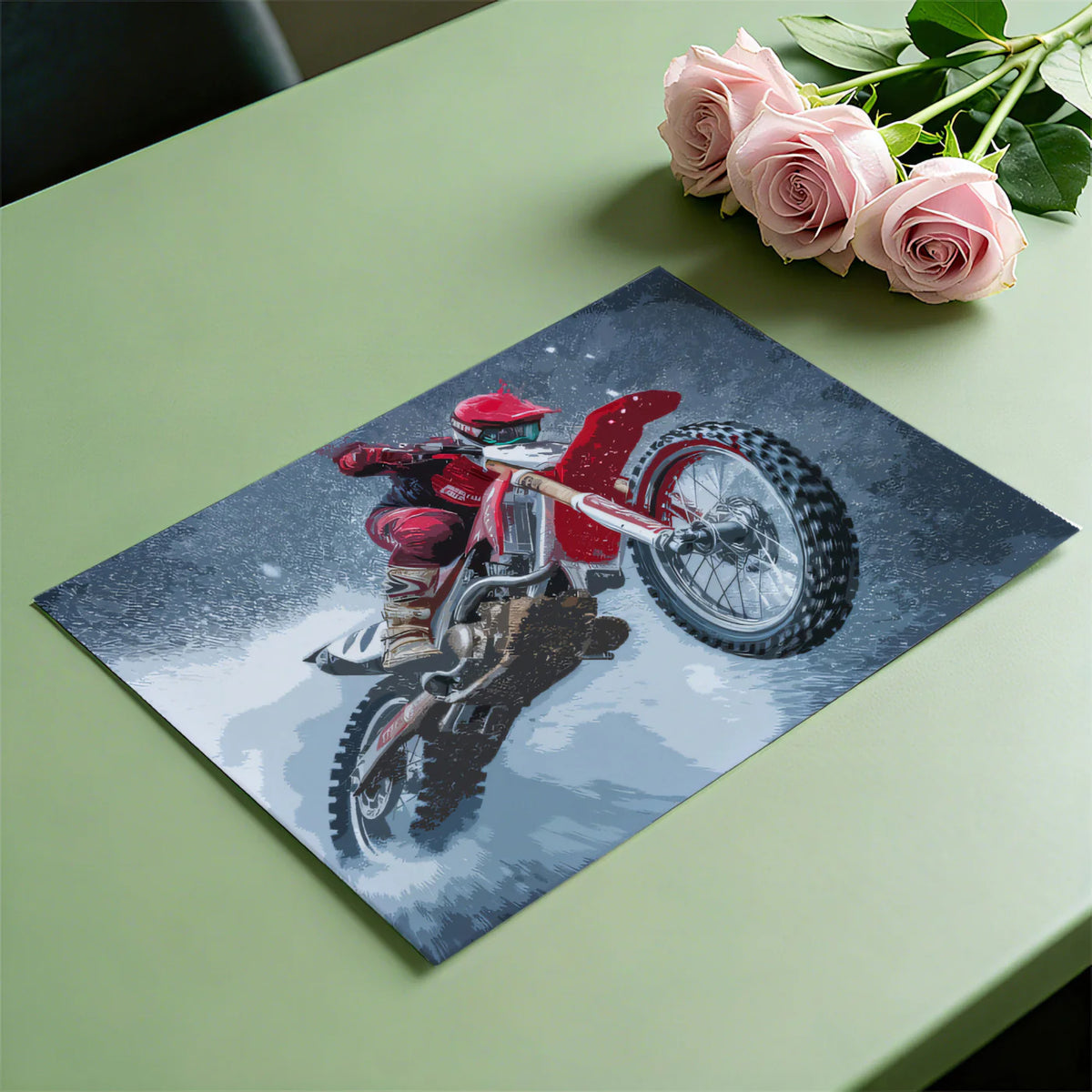 Motocross Action Mural Wallpaper — High-Octane Sport Illustration Mural Wallpaper - room preview 03
