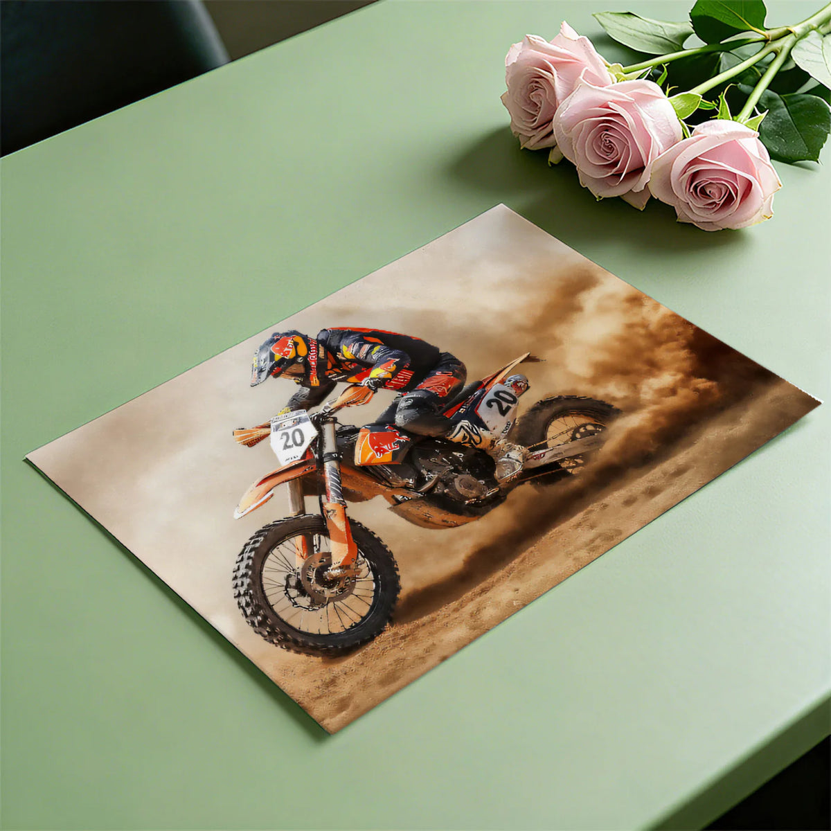 Desert Motocross Dust Trail Mural Wallpaper — High-Octane Action Mural Wallpaper - room preview 03