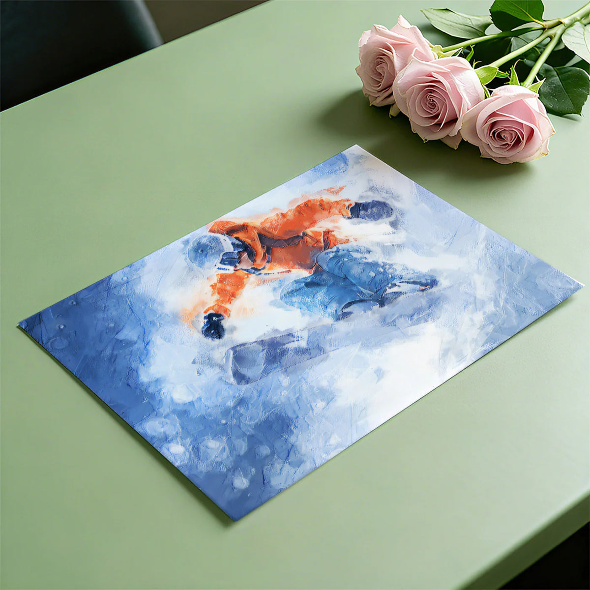 Snowboarder Action Mural Wallpaper — Dynamic Impressionist Art Mural Wallpaper - room preview 03