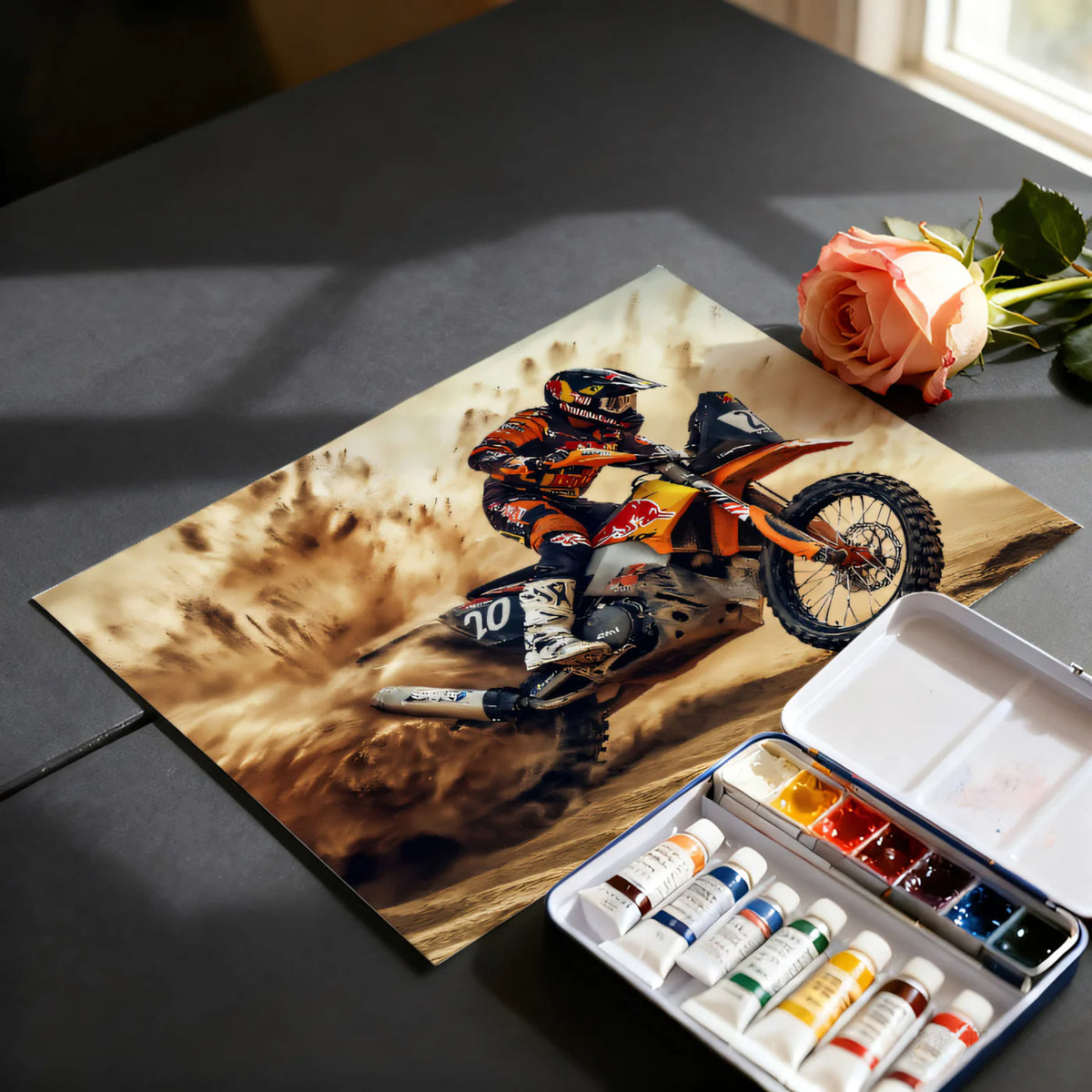 Desert Motocross Action Mural Wallpaper — High Energy Rally Design Mural Wallpaper - room preview 03