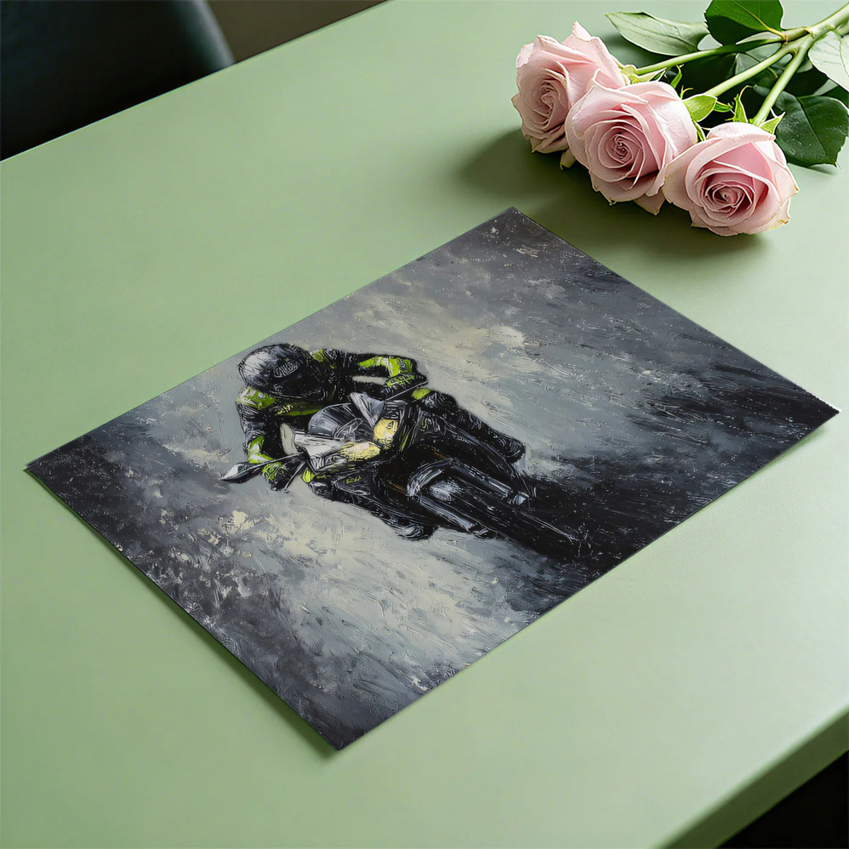 High-Speed Racer Oil Painting Mural Wallpaper — Dynamic Artistic Mural Wallpaper - room preview 03