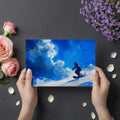 Snowboarder Brushstroke Mural Wallpaper — Energetic Blue Art Mural Wallpaper - room preview 03
