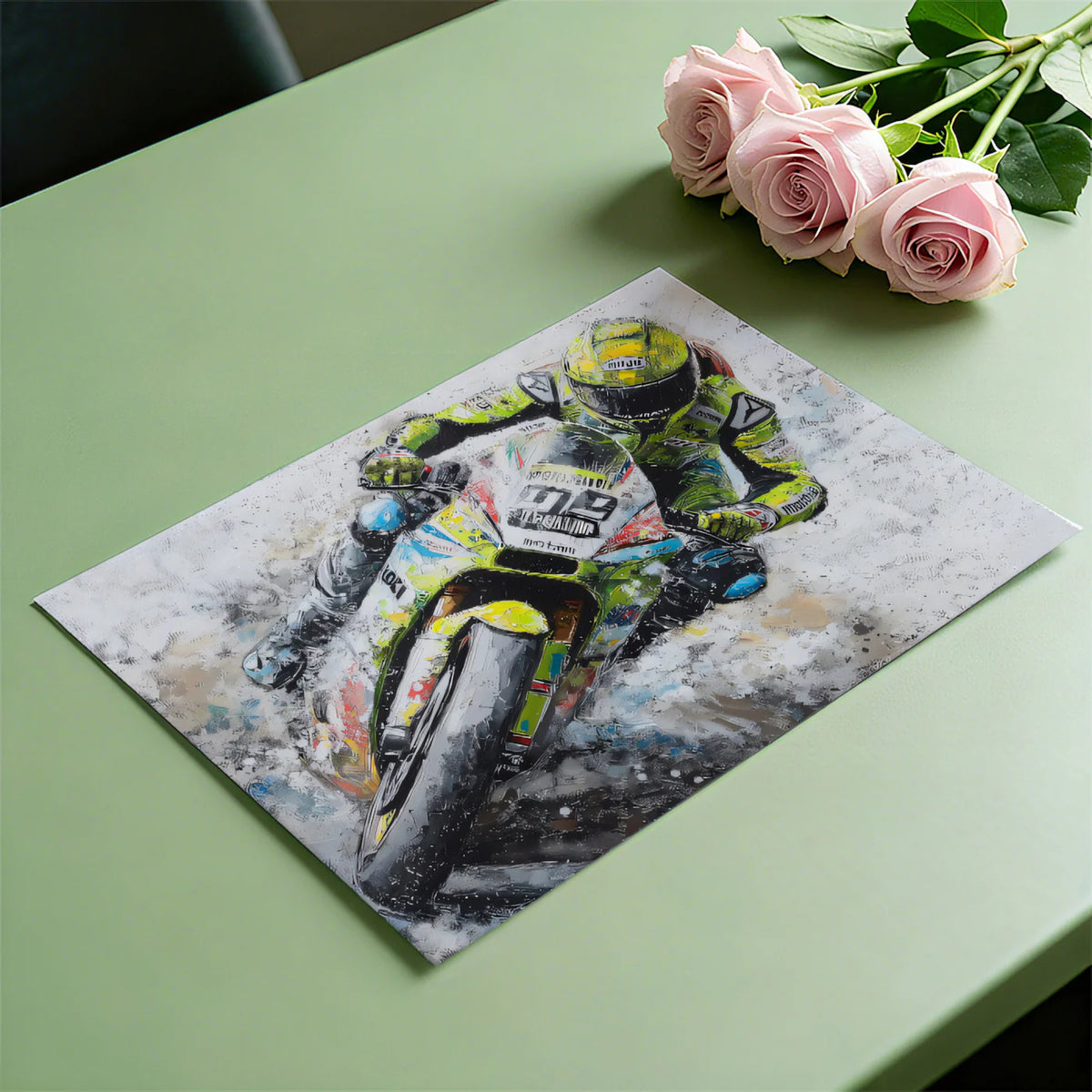 Road Racing Motorcycle Mural Wallpaper — Kinetic Art Style Mural Wallpaper - room preview 03