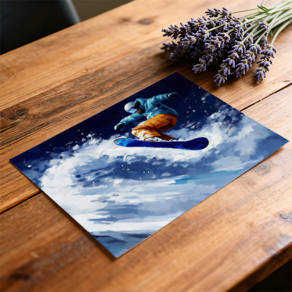 Snowboarder Action Mural Wallpaper — Expressionist Mountain Art Mural Wallpaper - room preview 03