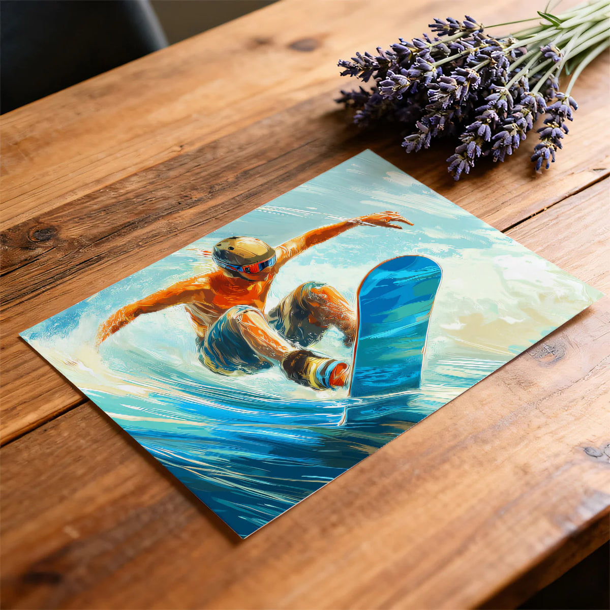 Snowboarder Big Wave Mural Wallpaper — Dynamic Action Sport Art Mural Wallpaper - room preview 03