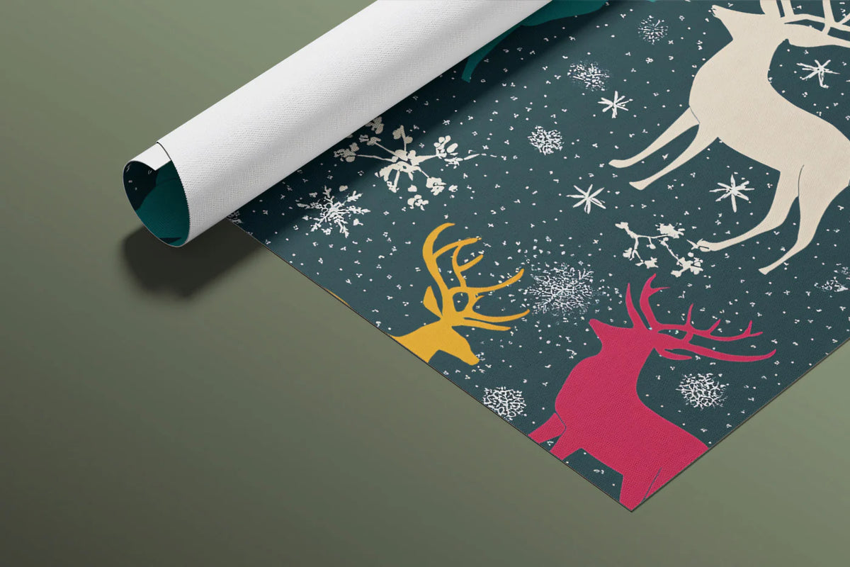 Winter Reindeer Forest Mural Wallpaper —Playful Holiday Pattern Mural Wallpaper - room preview 03