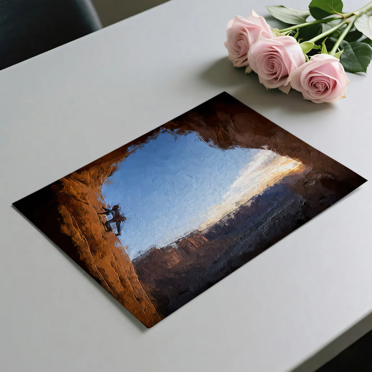 Rock Climber Cave Mural Wallpaper — Impressionistic Adventure Mural Mural Wallpaper - room preview 03