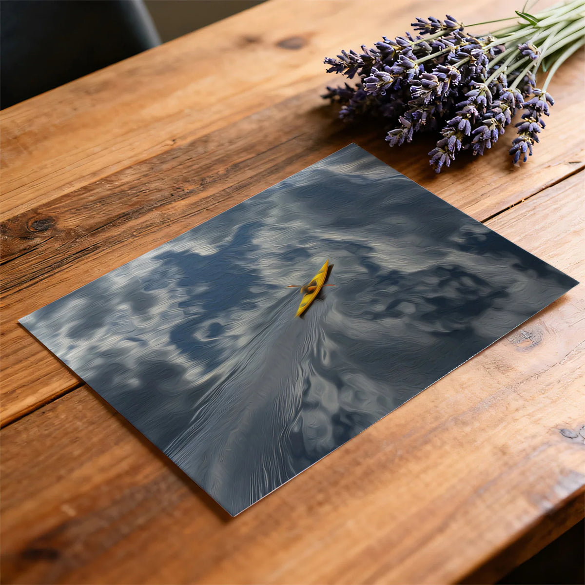 Lone Kayaker Oil Painting Mural Wallpaper — Expressive Water Swirls Mural Wallpaper - room preview 03