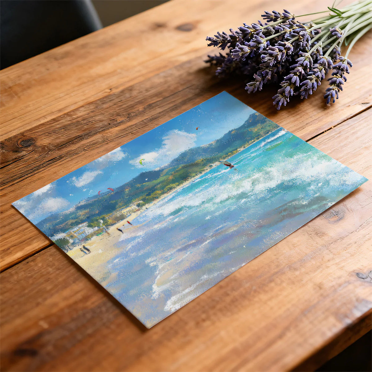 Mediterranean Coastal Windsurfing Mural Wallpaper — Impressionist Art Mural Wallpaper - room preview 03