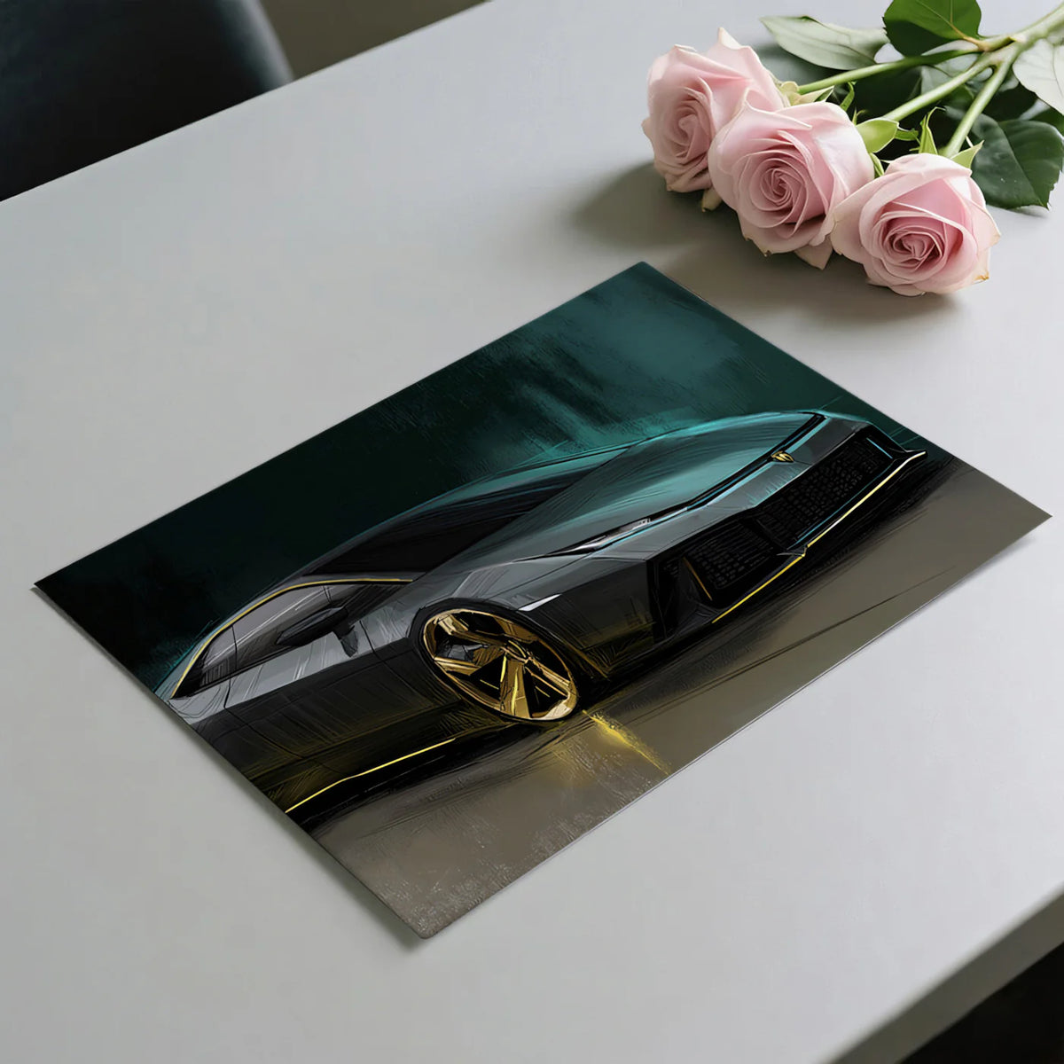 Hypercar Concept Sketch Mural Wallpaper — Automotive Design Art Mural Wallpaper - room preview 03