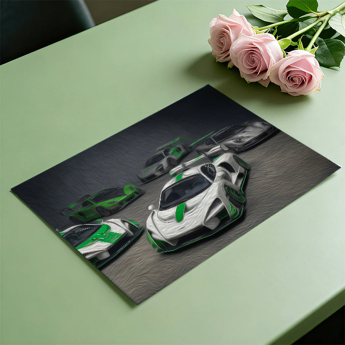 Hypercar Racing Mural Wallpaper — Expressive Brushstroke Style Mural Wallpaper - room preview 03