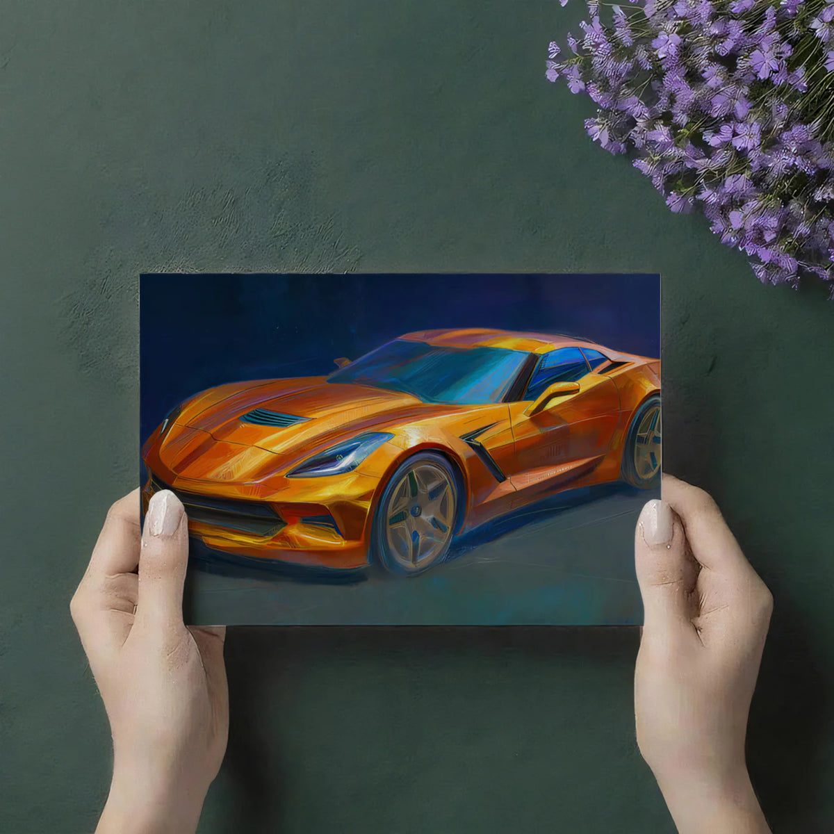 Impressionist Sports Car Mural Wallpaper — Vibrant Artistic Energy Mural Wallpaper - room preview 03