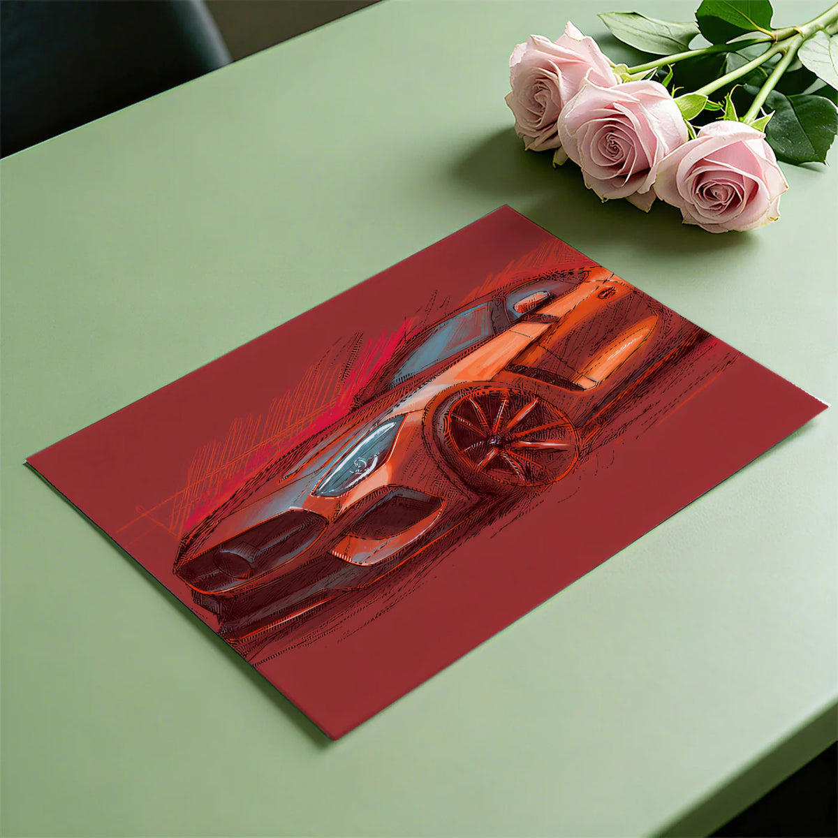 Sports Car Concept Sketch Mural Wallpaper — Energetic Automotive Art Mural Wallpaper - room preview 03