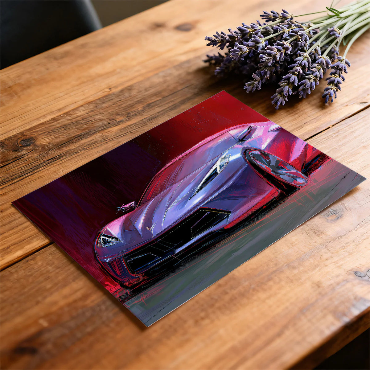 Neon Sports Car Sketch Mural Wallpaper — Bold Automotive Art Mural Wallpaper - room preview 03