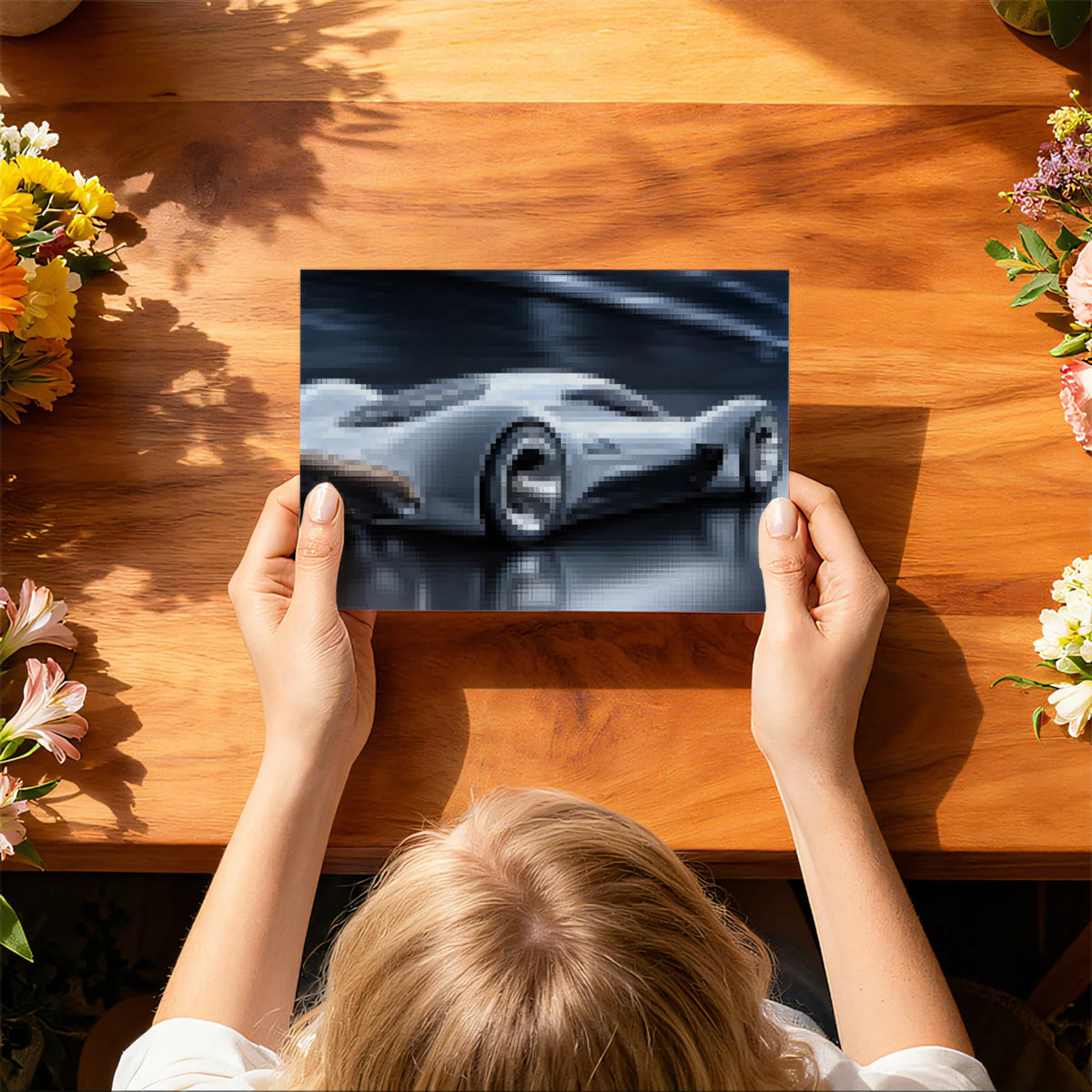 Pixelated Futuristic Supercar Mural Wallpaper — Modern Motion Art Mural Wallpaper - room preview 03