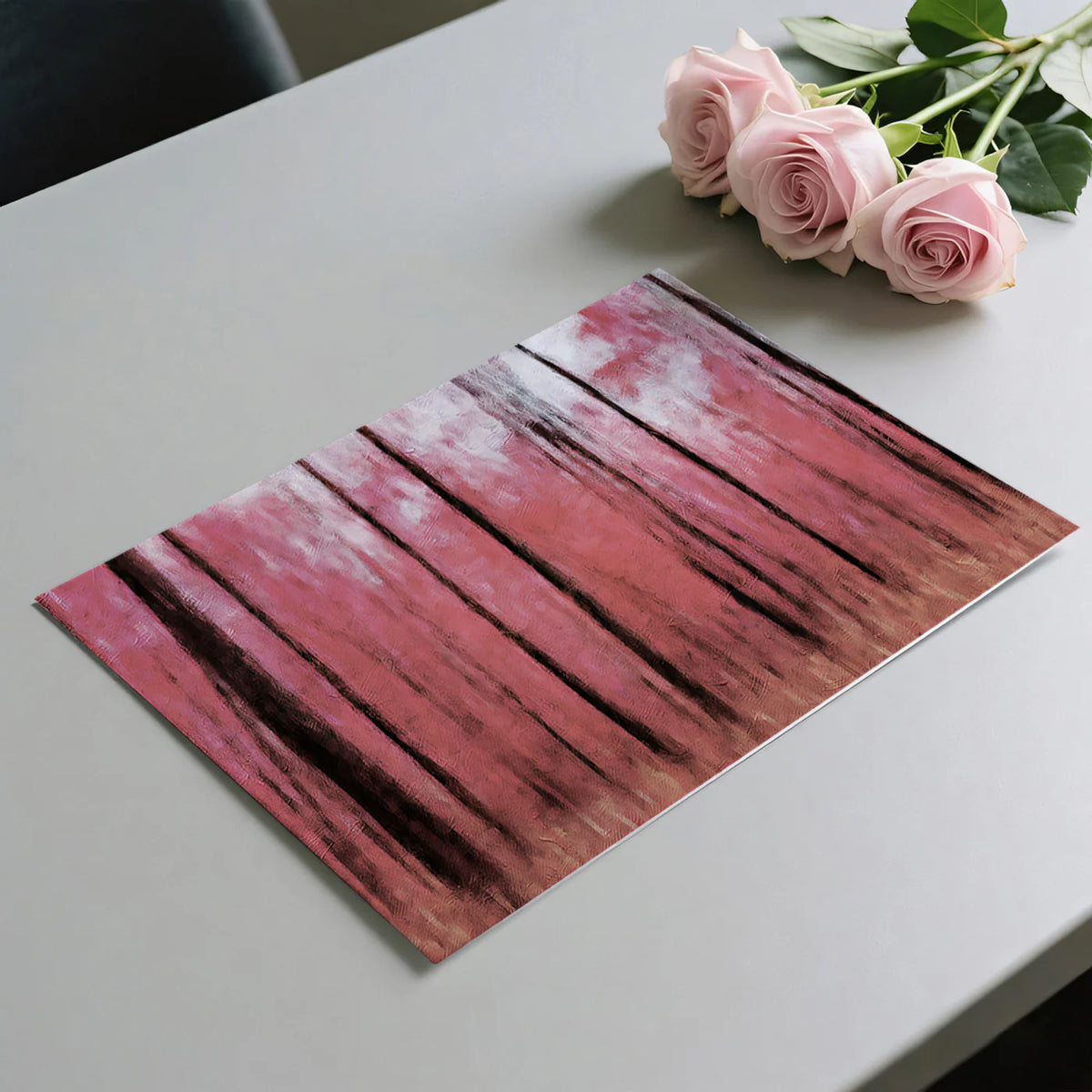 Abstract Pink Forest Oil Painting Mural Wallpaper — Expressive Art Mural Wallpaper - room preview 03