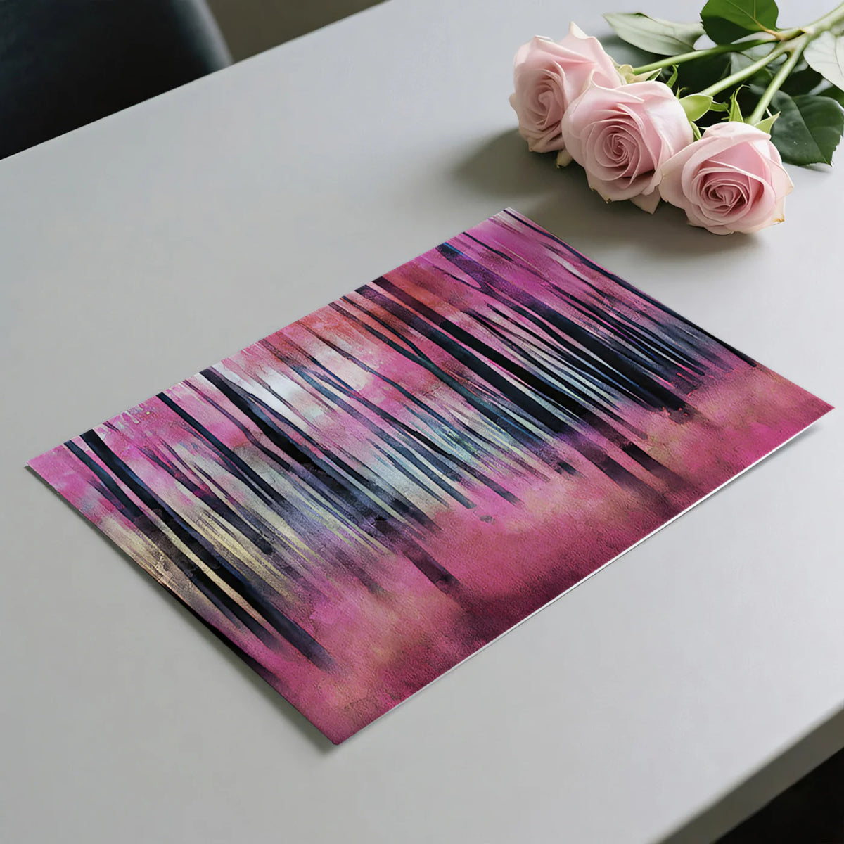 Abstract Magenta Forest Mural Wallpaper — Surreal Watercolor Landscape Mural Wallpaper - room preview 03