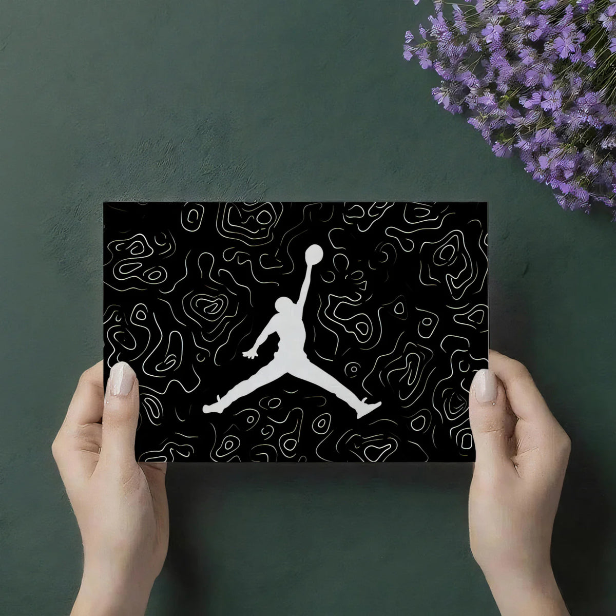 Basketball Contour Line Mural Wallpaper — Graphic Athletic Style Mural Wallpaper - room preview 03