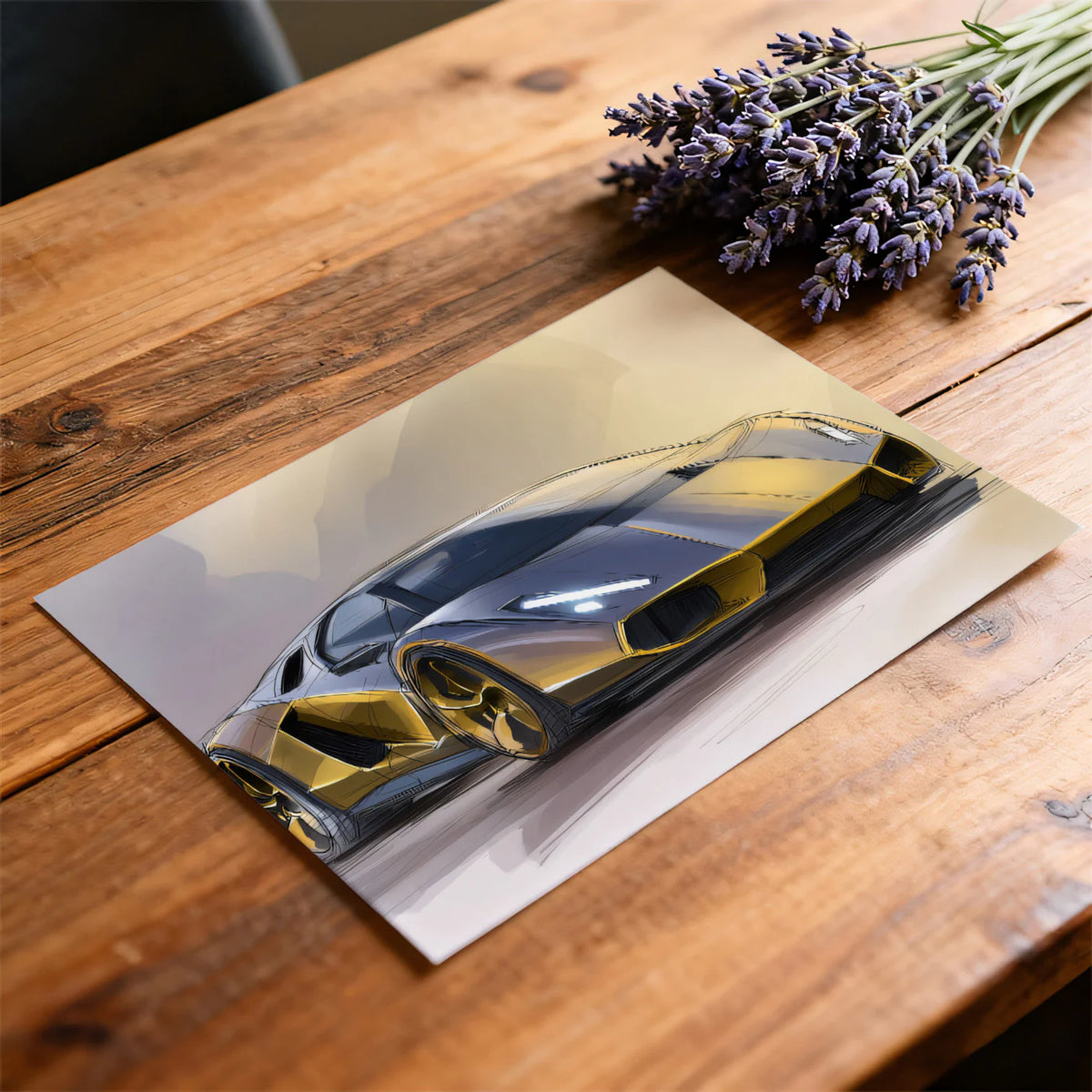 Hypercar Concept Sketch Mural Wallpaper — Automotive Design Art Mural Wallpaper - room preview 03
