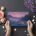 Alpine Snowy Village Mural Wallpaper — Sunset Winter Mountain Scene Mural Wallpaper - room preview 03