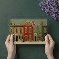 Snowy Townhouse Christmas Mural Wallpaper — Festive Street Scene Mural Wallpaper - room preview 03