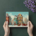 Victorian Christmas Town Mural Wallpaper — Festive Holiday Scene Mural Wallpaper - room preview 03