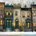 Snowy Townhouse Holiday Mural Wallpaper — Festive Oil Painting Mural Wallpaper - room preview 03