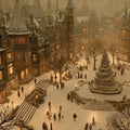 Victorian Winter Square Mural Wallpaper — Warm Golden Holiday Glow Mural Wallpaper - room preview 03