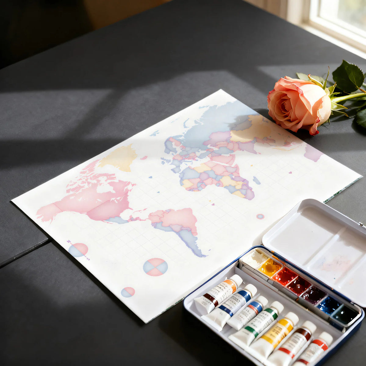 Pastel World Map Mural Wallpaper — Minimalist Cartography Mural Wallpaper - room preview 03