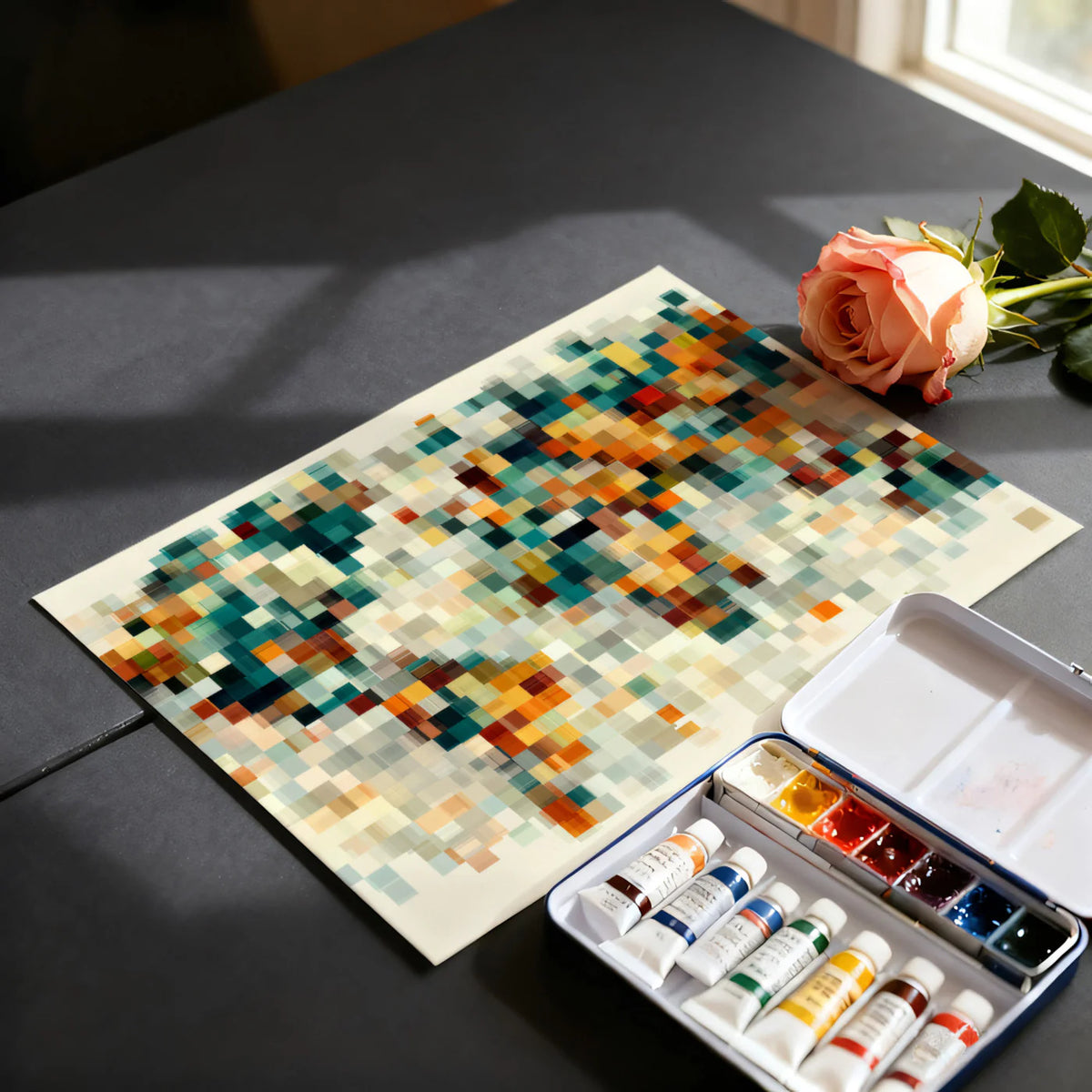 Pixelated World Map Mural Wallpaper — Modern Abstract Cartography Mural Wallpaper - room preview 03
