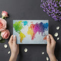 Impressionist World Map Mural Wallpaper — Colorful Painted Texture Mural Wallpaper - room preview 03