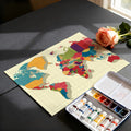 Graphic World Map Mural Wallpaper — Multi-Color Grid Design Mural Wallpaper - room preview 03
