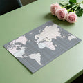 Linen Grid World Map Mural Wallpaper — Minimalist Decor Mural Wallpaper - room preview 03