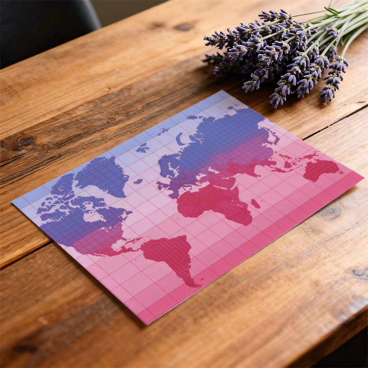 Global Gradient Map Mural Wallpaper — Minimalist World Cartography Mural Wallpaper - room preview 03