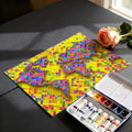 Psychedelic Tile World Map Mural Wallpaper — Vibrant Geometric Art Mural Wallpaper - room preview 03