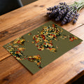 Floral Mosaic World Map Mural Wallpaper — Earthy Abstract Art Mural Wallpaper - room preview 03