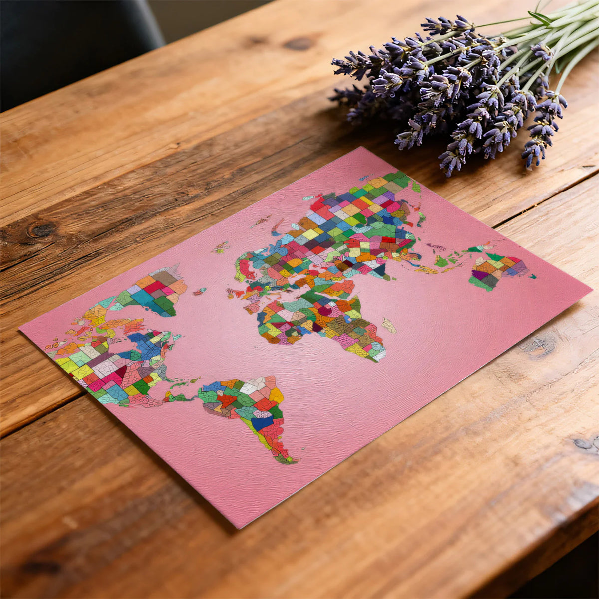 Abstract Global Map Mural Wallpaper — Multi-Colored Geo Print Mural Wallpaper - room preview 03