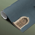 Arched Window Grid Mural Wallpaper — Architectural Navy Blue Decor Mural Wallpaper - room preview 03