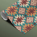 Southwest Geometric Medallion Mural Wallpaper — Earthy Teal Motif Mural Wallpaper - room preview 03
