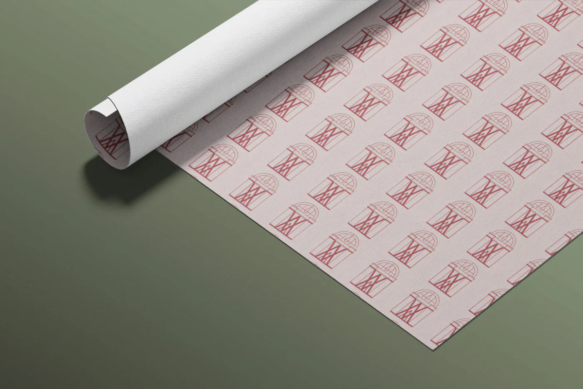 Minimalist Arch Grid Mural Wallpaper — Soft Blush and Maroon Mural Wallpaper - room preview 03