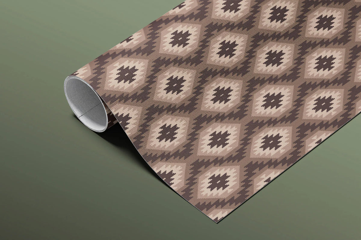 Kilim Diamond Weave Mural Wallpaper — Earthy Geometric Print Mural Wallpaper - room preview 03