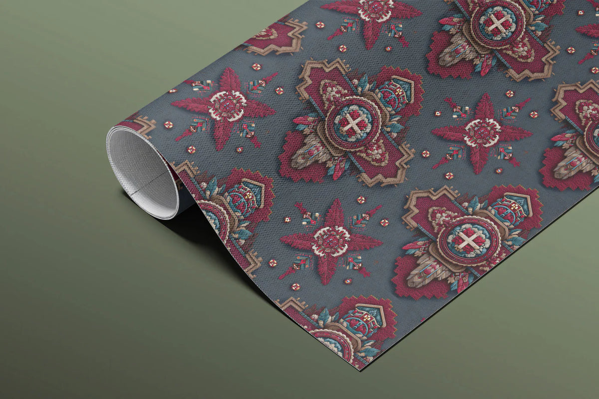 Ottoman Brocade Mural Wallpaper — Traditional Ornate Medallion Print Mural Wallpaper - room preview 03