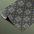 Intricate Geometric Floral Mural Wallpaper — Dark Traditional Print Mural Wallpaper - room preview 03