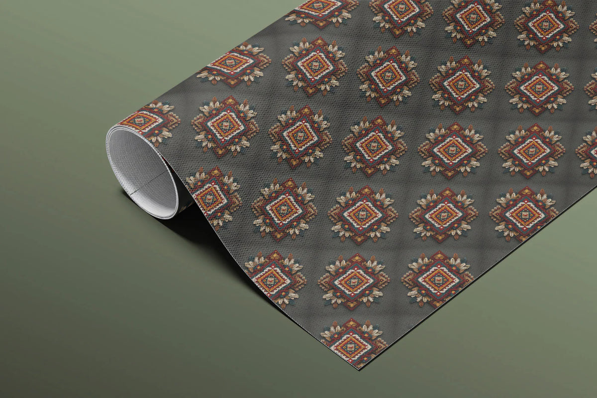 Starry Geometric Pattern Mural Wallpaper — Dark Traditional Motif Mural Wallpaper - room preview 03