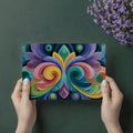 Symmetrical Abstract Floral Mural Wallpaper — Colorful Fluid Swirls Mural Wallpaper - room preview 03