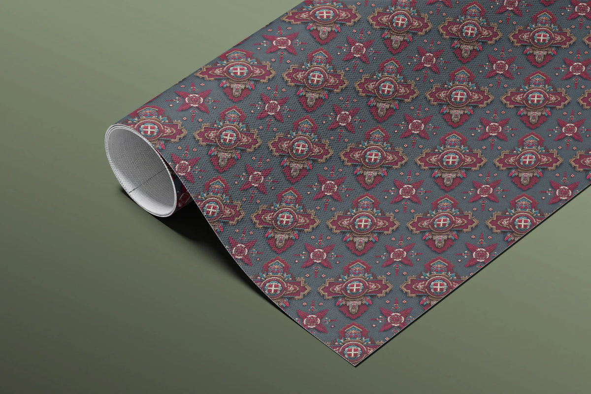 Crimson Lattice Geometric Mural Wallpaper — Moody Pattern Design Mural Wallpaper - room preview 03