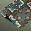 Southwestern Diamond Motif Mural Wallpaper — Rustic Folk Art Print Mural Wallpaper - room preview 03