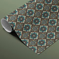 Star Mosaic Geometric Mural Wallpaper —Dark Teal and Ochre Mural Wallpaper - room preview 03