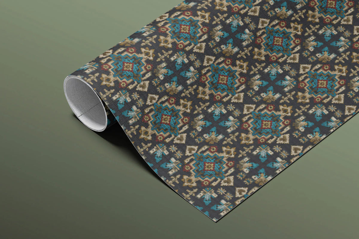 Tapestry Geometric Diamond Mural Wallpaper — Dark Jewel Tone Print Mural Wallpaper - room preview 03